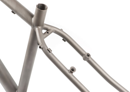 titanium mounts on custom titanium bicycle frame